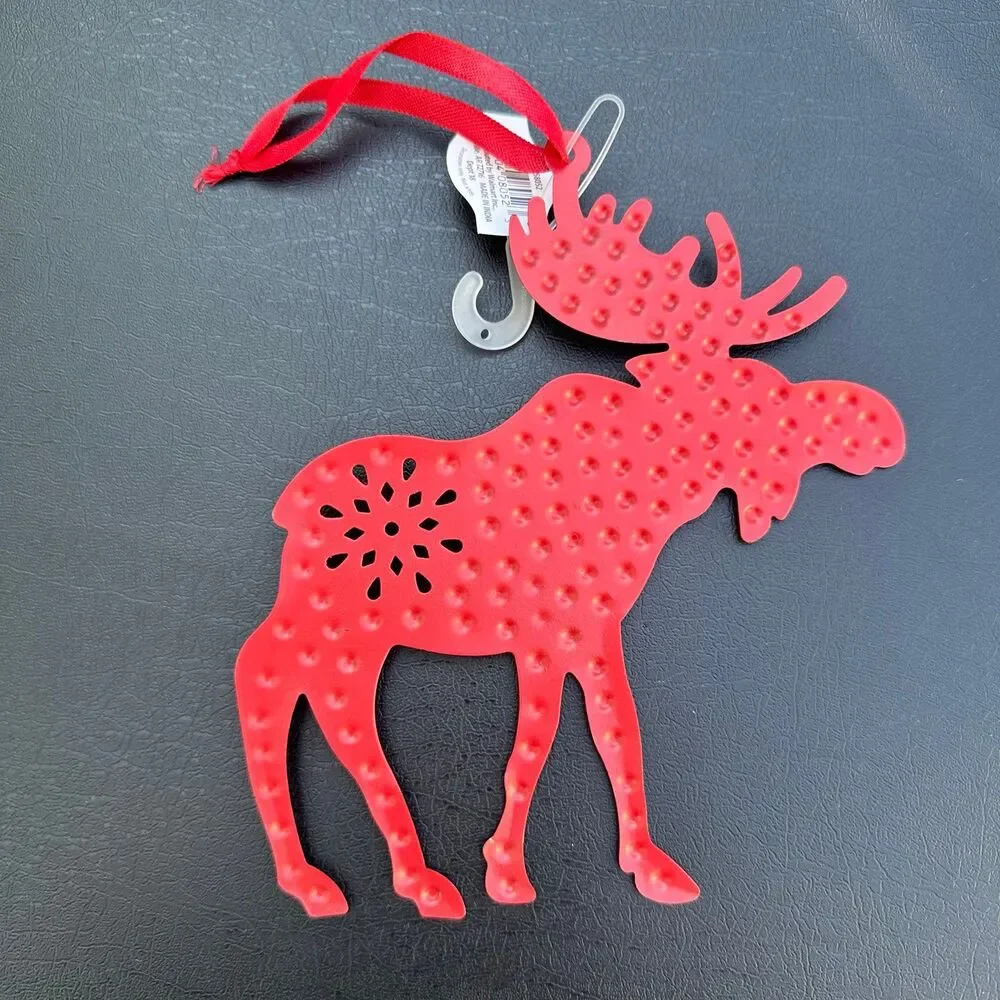 Holiday Red Metal Moose Christmas Tree Hanging Ornament